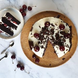 Black Forest style dark chocolate cherry cake