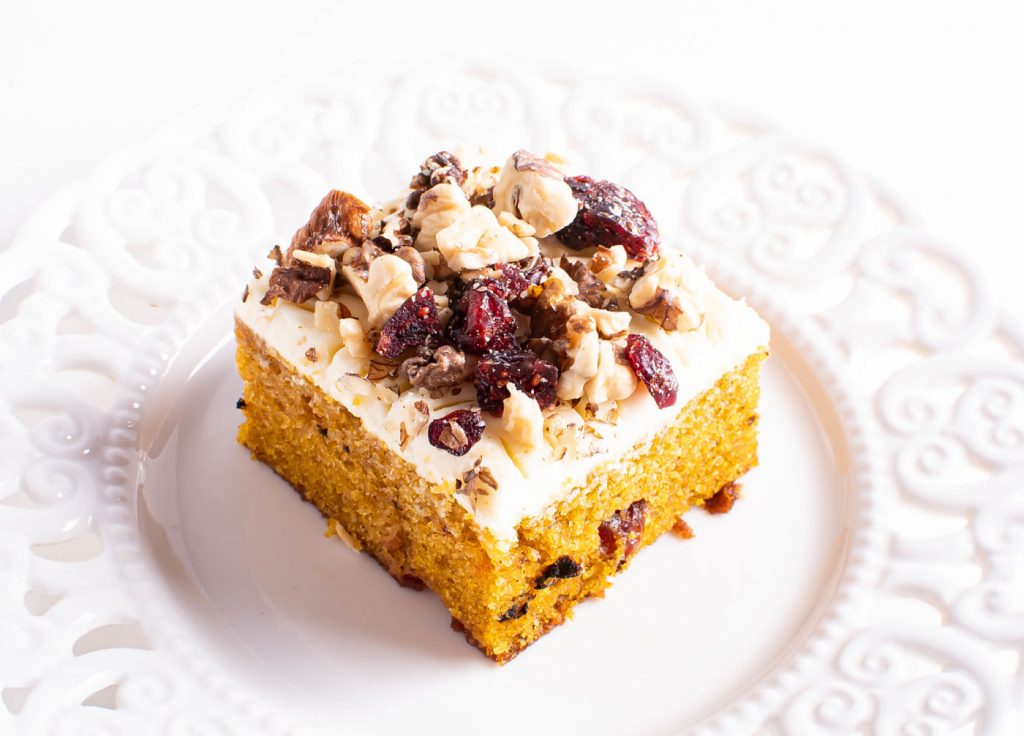 Pumpkin Cranberry Bars with Cream Cheese