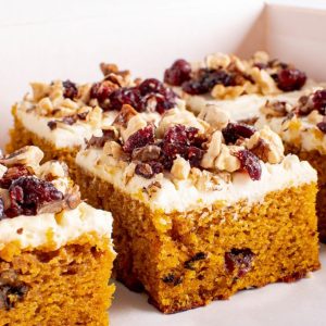 Pumpkin Cranberry Bars with Cream Cheese
