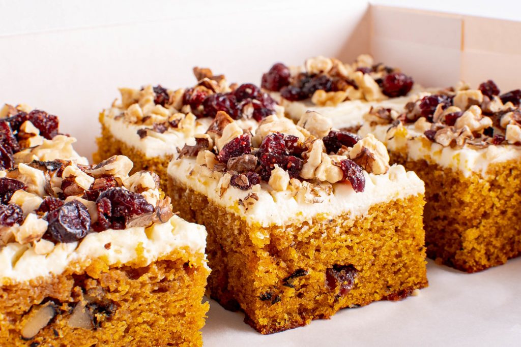 Pumpkin Cranberry Bars with Cream Cheese