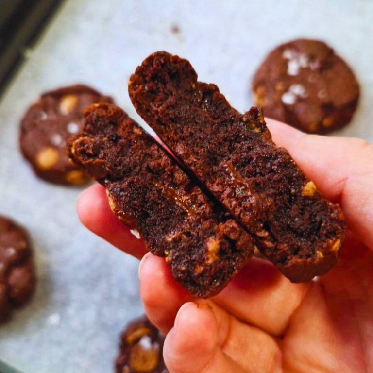 Stack of double chocolate cookies