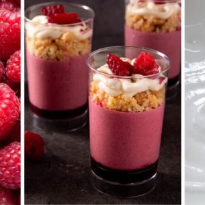 Raspberry mousse made with Italian meringue