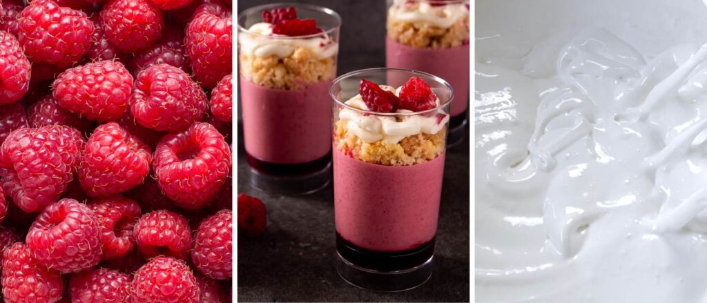 Raspberry mousse made with Italian meringue