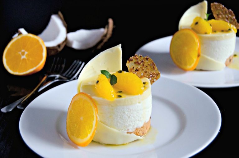 White chocolate passion fruit petit gateaux